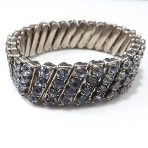 Vintage Light Blue Rhinestone Bracelet, Expansion Style, 1950s